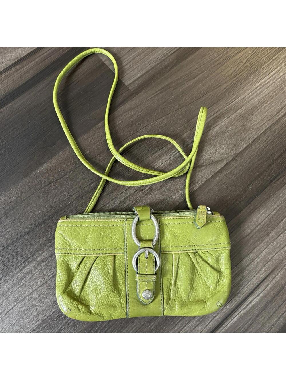 Sigrid Olsen Mini Crossbody Bag Lime Green Pebbled Leather